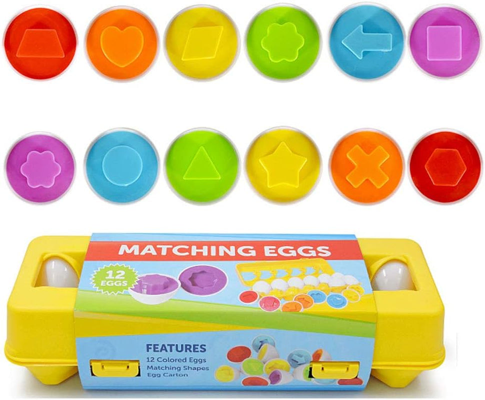 Easter Matching Eggs Connect Eggs Carton Toys Gifts for 1 2 3 Years Old Kids Toddler Baby Girls Boys Shape Color Egg Play Learn
