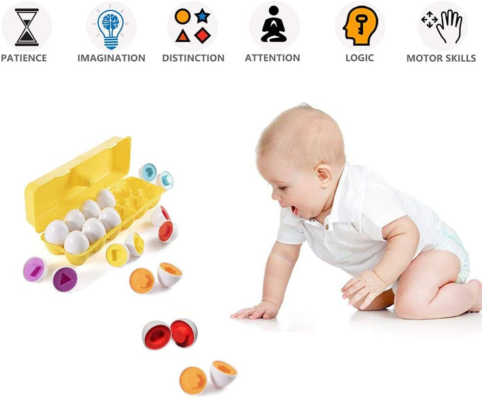 Easter Matching Eggs Connect Eggs Carton Toys Gifts for 1 2 3 Years Old Kids Toddler Baby Girls Boys Shape Color Egg Play Learn