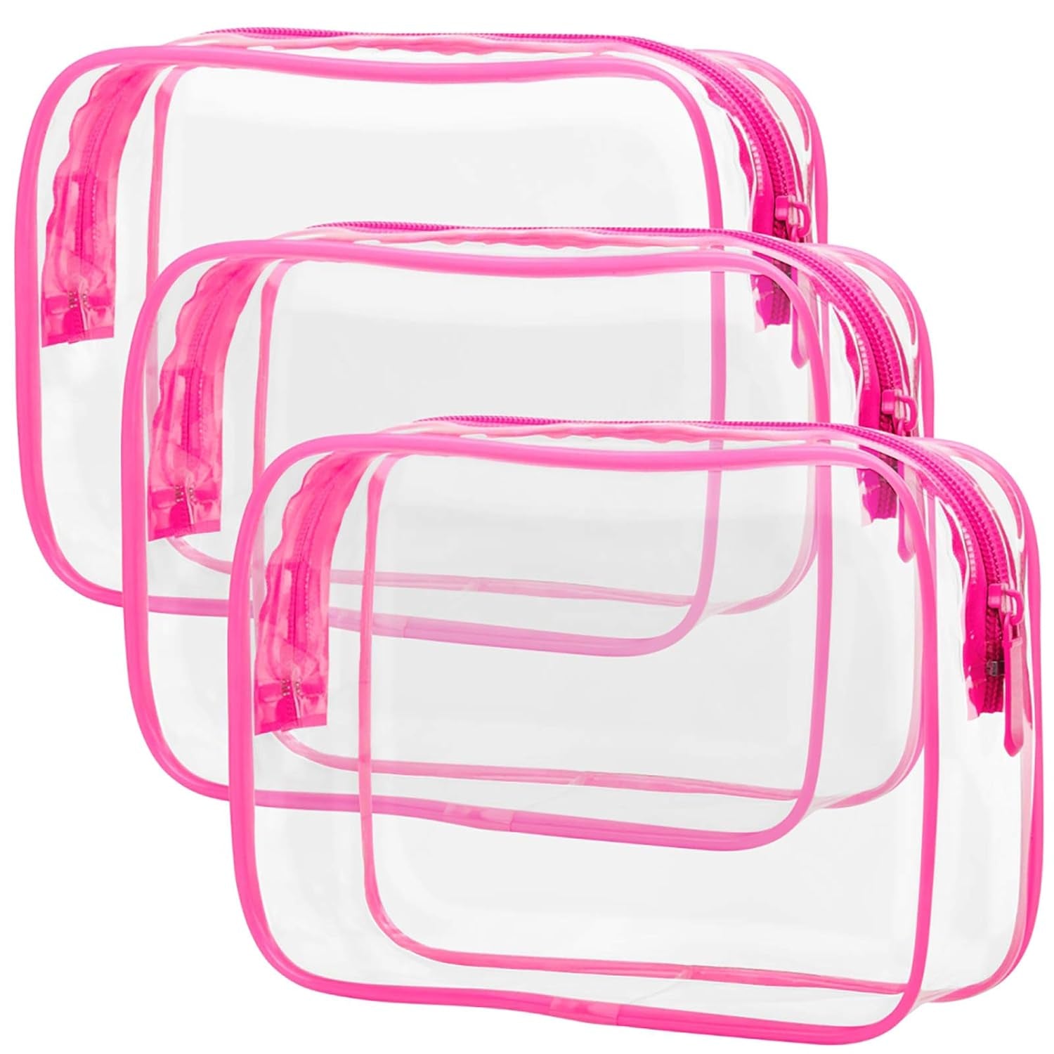 Clear Toiletry Bag,  3 Pack TSA Approved Toiletry Bag Quart Size Bag, Travel Makeup Cosmetic Bag for Women Men, Carry on Airport Airline Compliant Bag